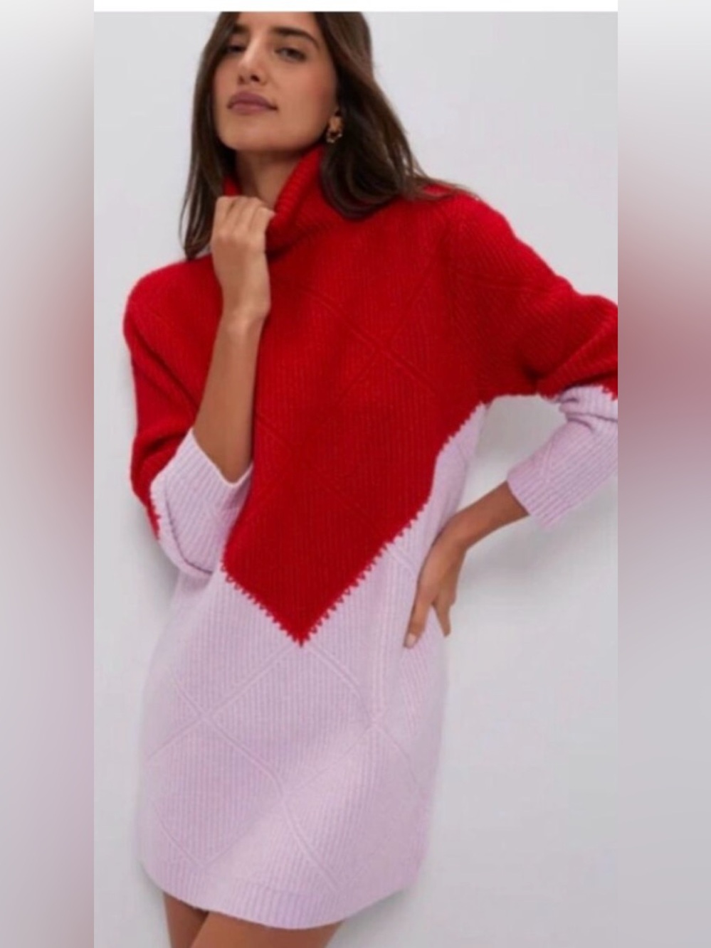 NEW Hyacinth House Diamond Demi Sweater Dress in Pink / Red - Size XS Tuckernuck